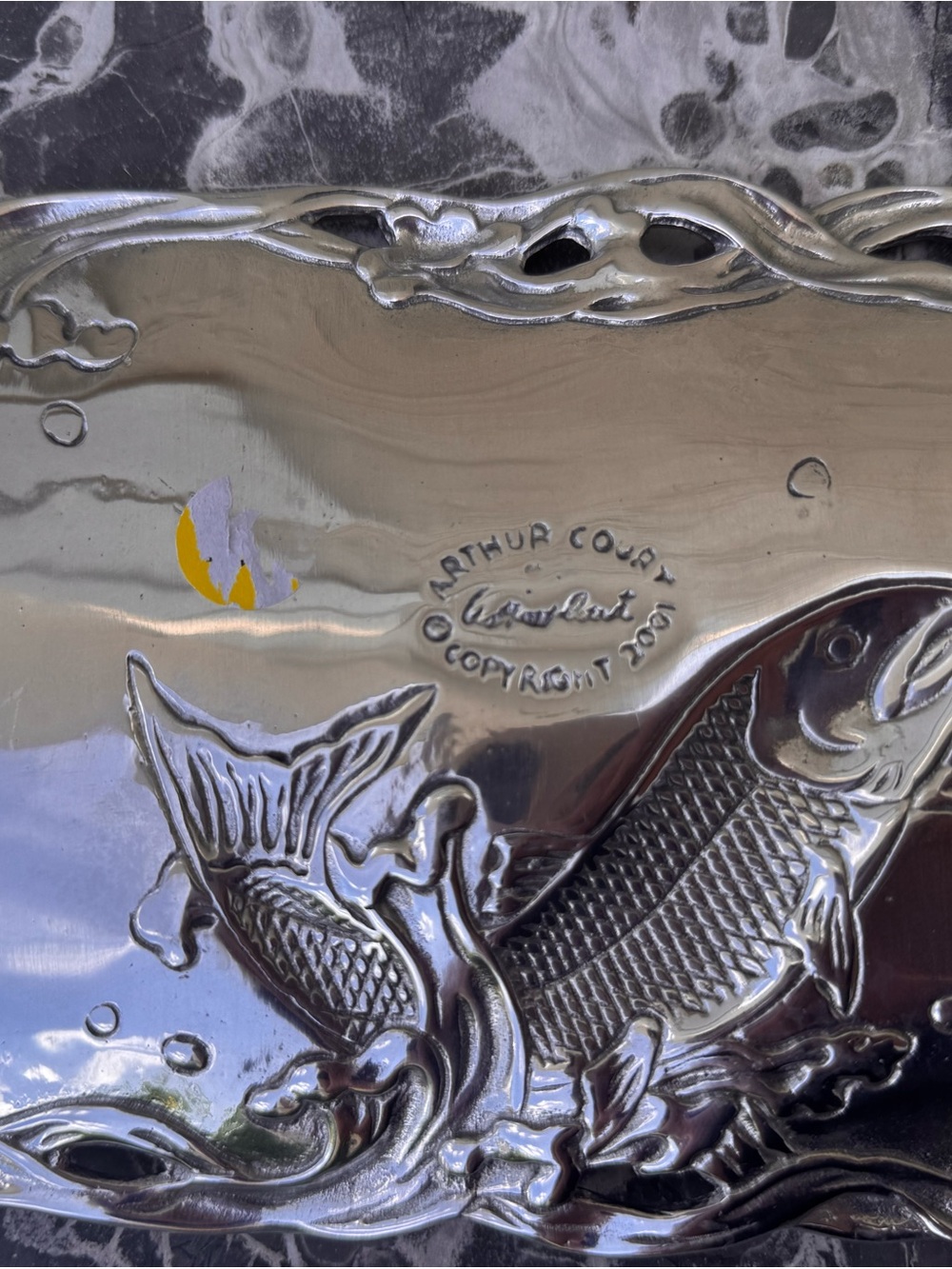 Arthur Court Silver Fish Embossed Rectangular Tray - Picture 2 of 6
